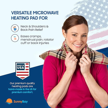 SunnyBay Extra Large Microwave Heating Pad, Microwavable Heavy Weighted Full Body Moist Hot Pack and Washable Fleece Cover, 10x24 Inches, 2.8 lbs (London)