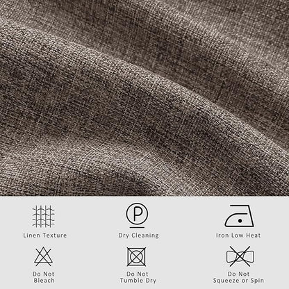 Macochico 100% Blackout Pinch Pleated Linen Curtains 84 Inch Length Thermal Blackout Curtains for Bedroom Living Room Nursery Light Coffee Farmhouse Burlap Curtains with Tieback 52”Wx84”L 1 Panel