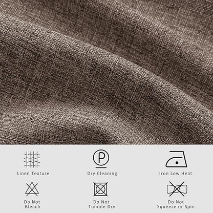 Macochico 100”Wx96”L Pinch Pleated 100% Blackout Linen Curtains Thermal Sliding Curtains for Bedroom Living Room Sliding Glass Door Farmhouse Shabby Chic Light Brown Drapery with Tieback 1 Panel