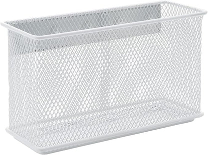 dedoot Magnetic Pencil Holder for refrigerator Storage Magnetic Basket Mesh White Strong Magnetic Pen Holder for Refrigerator,Whiteboard, Locker, Home and Office Organizer, 6.3x2.3x3.6inch