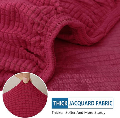 hyha Waterproof Sectional Couch Covers, Non Slip Sofa Couch Cushion Covers L Shape, Thick Stretch Jacquard Fabric, Washable Sofa Slipcovers with Elastic Bottom (1 Piece for Chaise XL, Wine Red)