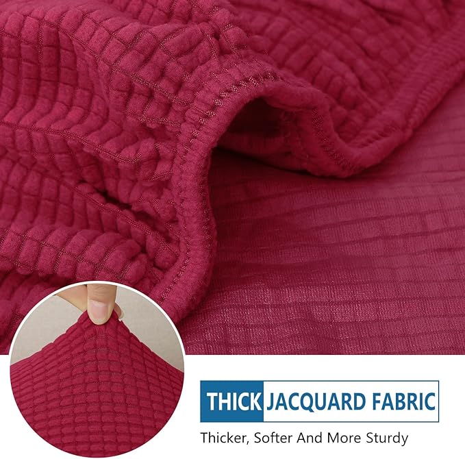 hyha Waterproof Couch Cushion Covers for Pets, Non Slip Sofa Seat Cover for Dogs Washable, Soft Thick Stretch Jacquard Fabric, Sofa Slipcovers with Elastic Bottom (1 Piece for Backrest M, Wine Red)