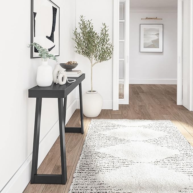 Plank+Beam Solid Wood Console Table, 46.25 Inch, Sofa Table, Narrow Entryway Table for Hallway, Behind The Couch, Living Room, Foyer, Easy Assembly, Black