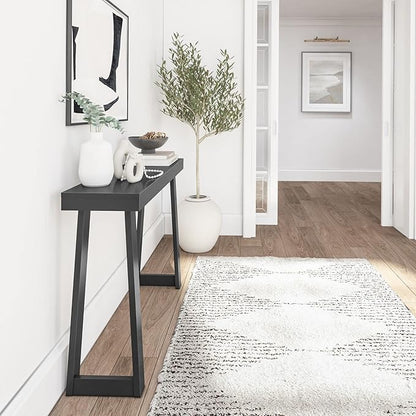 Plank+Beam Solid Wood Console Table, 46.25 Inch, Sofa Table, Narrow Entryway Table for Hallway, Behind The Couch, Living Room, Foyer, Easy Assembly, Black