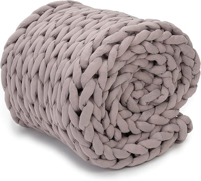 Nuzzie Chunky Knit Blanket - Breathable, Cooling, Hand Made Knit Throw Blanket for Sleep - Machine Washable, Stylish Decor Design (Dusty Rose, Throw | 12lbs | 44"x60")