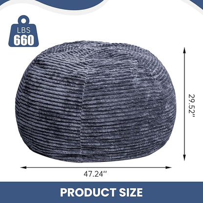 Large Bean Bag Chair, 5FT Giant Beanbag Chairs with Memory Foam Filled, Bean Bag Chairs for Adults, Ultra Soft Lazy Sofa for Living Room Bedroom (Gery)