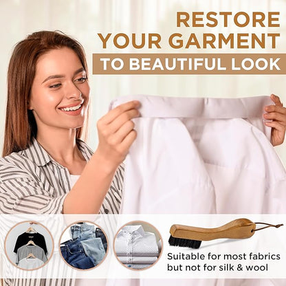 TAKAVU Stain Brush, Laundry Brush for Stain Removal, Natural Black Boar Bristle Cleaning Brush with Ergonomic Handle, Suitable for Delicate Fabrics Without Damage, Perfect Laundry, Shoes, Boots, Home