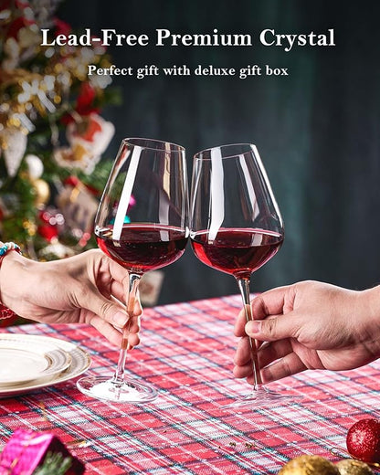 JBHO Hand Blown Bordeaux Wine Glasses - Set of 6-18 Ounce - Great Gift Packaging - Red Wine Glasses Lead-Free Premium Crystal Clear Glass