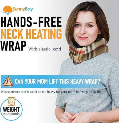 SunnyBay Microwave Heating Pad, Microwavable Heated Neck and Shoulder Wrap, Moist and Weighted Hands-Free Beanbag Pack with Wide Neck Coverage, 2.5 lbs, 26 Inches Long-Length, Made in USA, London