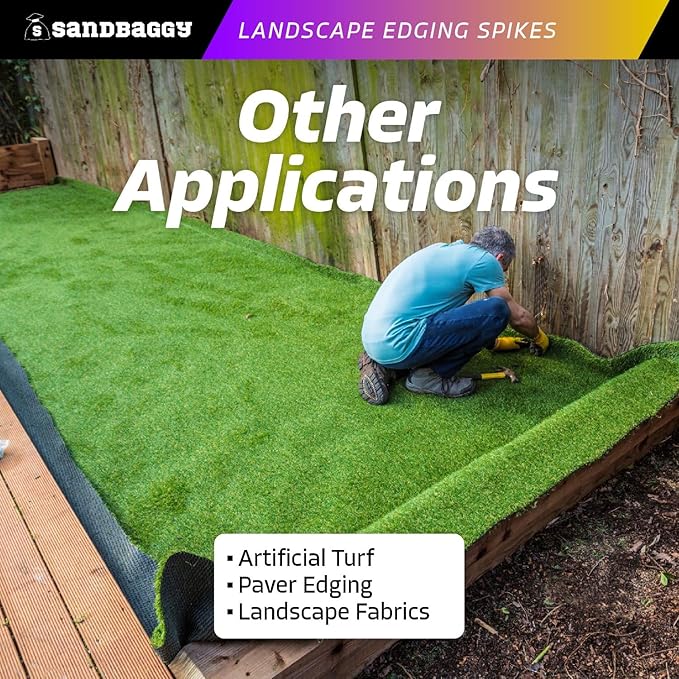 Sandbaggy 6 inch Galvanized Landscape Edging Spikes - Spiral Landscape Nails - 7 Gauge Steel - Great for Hard Rocky Soil - Also Great for Paver Edging, Artificial Turf, Landscape Fabric (200, 6 inch)