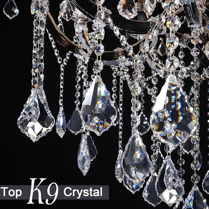 Modern Crystal Chandeliers, Black Chandelier Light Fixtures, 29''Candle Chandeliers for Staircase Hallway Living Room Entryway, 8 Lights