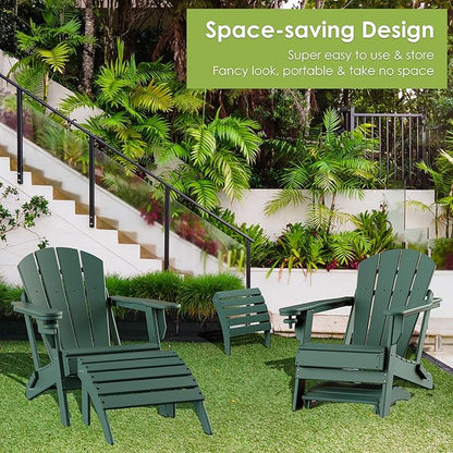 GREENVINES Adirondack-Ottoman | Set of 2 | HDPE Plastic | Outdoor Footrest | All Weather | Foot Rest | Foot Stool | Forest | for Adirondack Chair | for Patio Backyard Pool