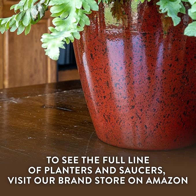 Classic Home and Garden Vogue Planter Pots w/Pottery Quality Finish - Modern Indoor & Outdoor Flower Pots - UV-Resistant Porch Planters - Decorative Pot for Flowers & Herbs (8” Patina Copper)