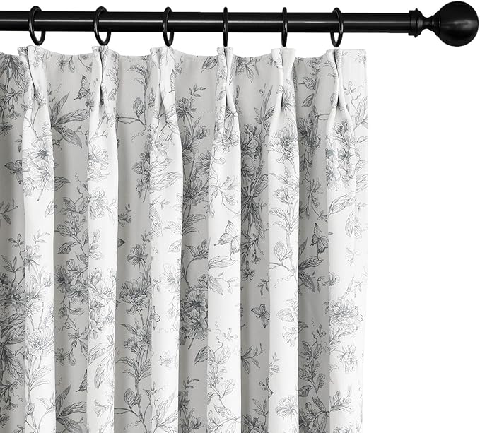 Pinch Pleated Vintage Floral Curtains - Room Darkening Drapes for Bedroom Living Room.2 Panels,150 Inches Wide 102 Inches Long