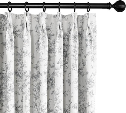 Pinch Pleated Vintage Floral Curtains - Room Darkening Drapes for Bedroom Living Room.2 Panels,150 Inches Wide 102 Inches Long