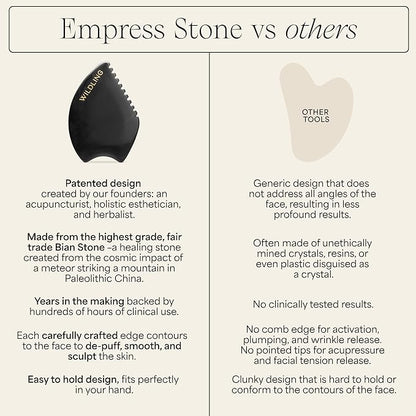 WILDLING Empress Stone Gua Sha Facial Stone I Facial Massage Stone to Lift, Plump, Tone + Sculpt I Patented Design Crafted with 100% Authentic Bian Stone