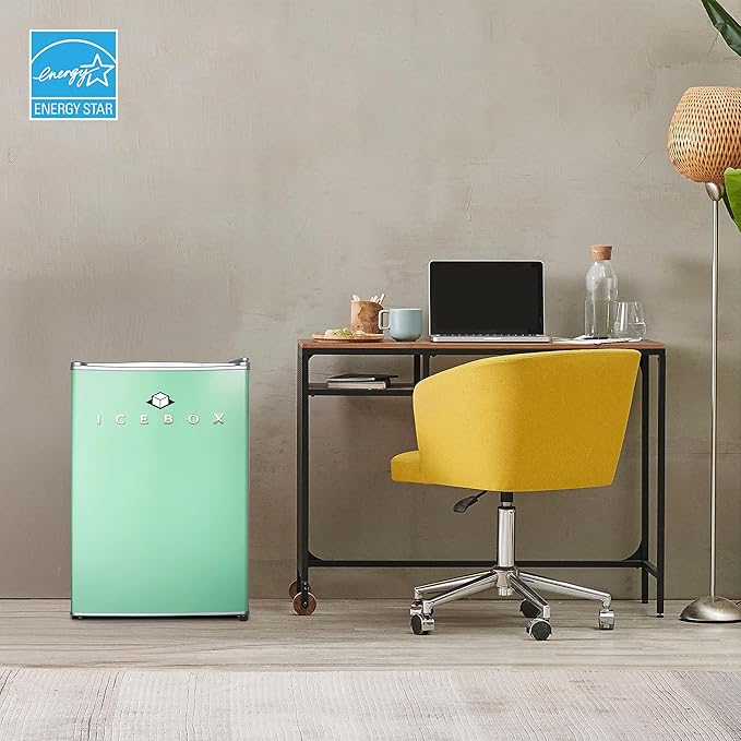 IBCR25MNT Compact, Energy Star Certified Small, Single Door Mini Fridge with Freezer Refrigerator, Large (2.5 cu ft), Mint Green