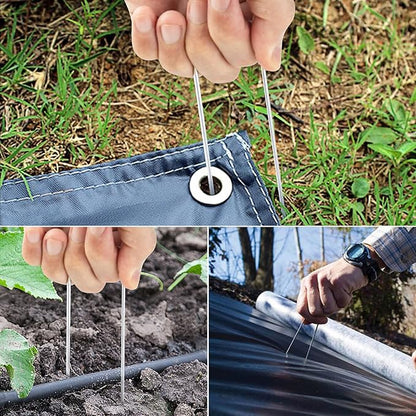 6 Inch Landscape Staples, More Thicker Heavy Duty 8 Gauge Galvanized Landscape Stakes, 125 Packs Garden Staples for Lawns, Weed Barriers, and Landscape Fabrics, Irrigation Hose, Tent Pegs ﻿
