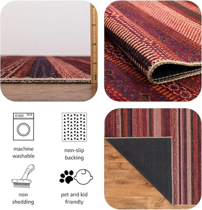Keen Home Design 2x7 Rug - Machine Washable Runner Rug with Non-Slip Backing, Ideal for Hallway, Entryway, Kitchen, Laundry Room - Vintage, Easy Clean, Durable, Low Pile Rug - (2'6" x 7')