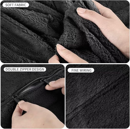 Bean Bag Chair for Adults 3FT,Soft Removable Cover for Teens/Girls Bedroom,Fluffy Giant Round Floor Beanbag Lounger Chairs (No Filler,Black)