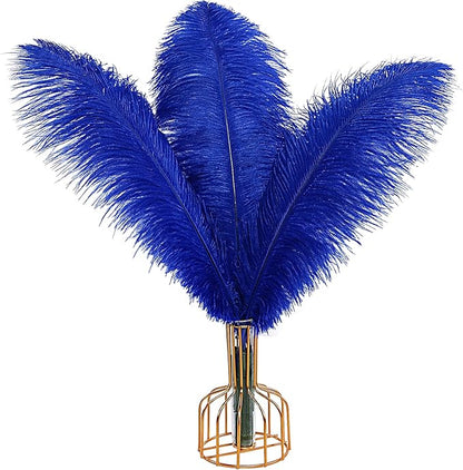 THARAHT Blue Ostrich Feathers 12pcs Large Natural Bulk 14-16Inch 35cm-40cm for Wedding Party Centerpieces Halloween and Home Decoration Feathers