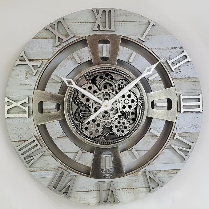 The Gears Clock Real Moving Gear Wall Clock England Line (Desert Beige, 24 inches (60 cm))