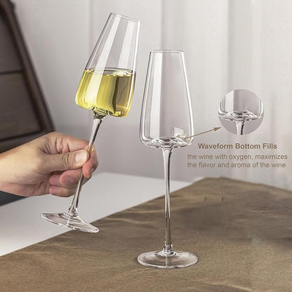 Champagne Flutes Glass Set of 2, Crystal Champagne Glasses 9OZ/ 270ML, Hand Blown Mimosa Glasses, Unique Champagne Gift for Wedding, Engagement Gift