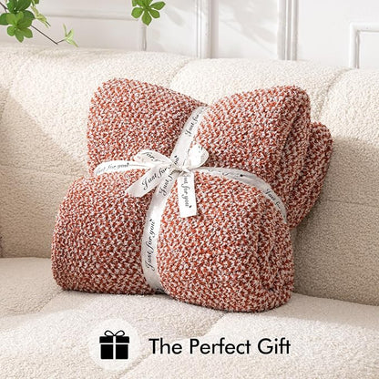 MIULEE Fall Rust Super Soft Throw Blanket for Bed, Twin Size Cozy Fluffy Warm Blankets Knit Blankets for Couch, Sofa, Chair, Living Room, Camping, Picnic, 60 x 80 inch