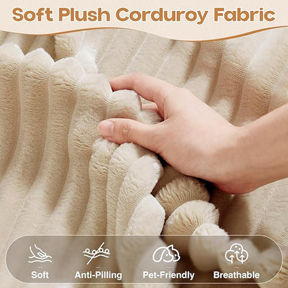 Cloud Sectional Couches for Living Room,U Shaped Modular Sofas No Assembly,135x107 Inches Plush Corduroy Oversized Floor Couch Set with Deep Seat Chaise,Beige