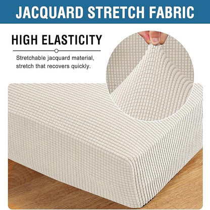 H.VERSAILTEX Super Stretch Individual Chaise Cover Sectional Couch Covers for L Shaped Sofa Both Left/Right Featuring Thick Jacquard Textured Twill Fabric (1 Piece Chaise Cover, Porcelain)