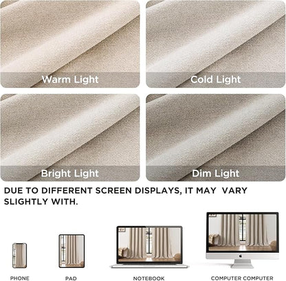 Joydeco Faux Linen Curtains 108 Inch Length 2 Panels Set, Light Filtering Curtains for Bedroom, Living Room Drapes with Rod Pockets (52x108 inch, Thick Linen)