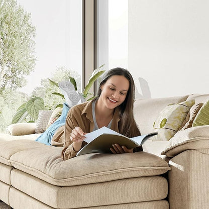 LINSY HOME Modular Sectional Sofa - 157'' Sleeper Sofa Cloud Couch Oversized Corduroy Sofa Bed with Movable Ottoman Soft Modern Comfy Couch for Living Room Apartment Office, Beige