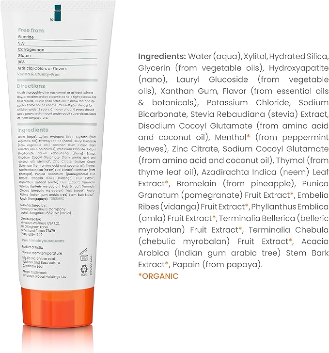 Himalaya Botanique Whitening + Hydroxyapatite Toothpaste for Whiter Teeth & Fresher Breath, Fights Plaque with Hydroxyapatite Support & Mint Flavor, Fluoride Free, SLS Free, & Vegan, 4.0 oz, 2 Pack