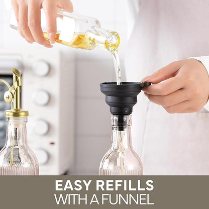 COOK WITH COLOR Glass Olive Oil Bottle Dispenser - 2 Pack- 17oz Oil and Vinegar Cruet - Olive Oil Carafe Decanter for Kitchen