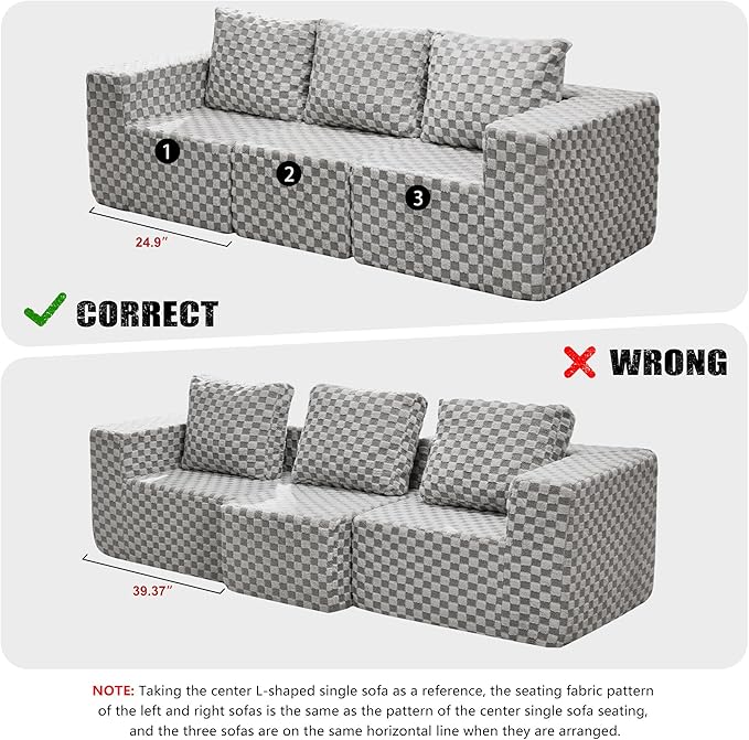 Hobestluk Modular Sectional Sofa Memory Foam Couch Oversized Sectional Sofa 3-Seater with Chaise Cloud Couch with Removable Cover L Shape Sofa for Living Room (Plush Grey, 3-Seater with Chaise)