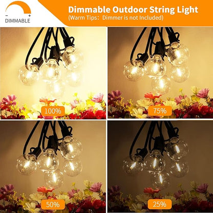 Svater Outdoor String Lights 150 FT, Patio Light with 78 Shatterproof LED Bulbs, Outside Plastic Hanging G40 Globe Lights for Cafe Market Bistro Backyard, Dimmable Warm White 2700K