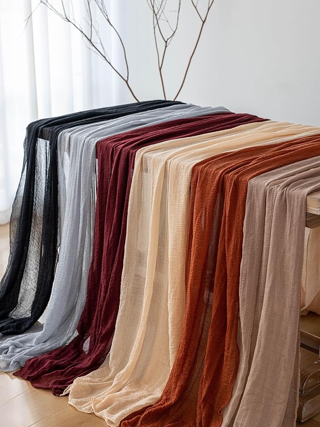 Cheesecloth Table Runner Dusty Blue Gauze Rustic Cheese Cloth Table Runner 120 Inch 10 FT for Wedding Baby Bridal Shower Birthday Engagement Party Long Sheer Boho Home Decorations
