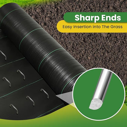 Landscape Staples Galvanized 8 Inch 120 Pcs, Metal Garden Stakes 1.6 Inch, Garden Staples for Lawn 11 Gauge