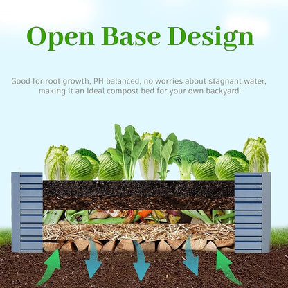 8x4x2 ft Outdoor Raised Garden Bed, Large Metal Planter Raised Beds, Planters for Outdoor Plants for Vegetables, Flowers, Herbs, Fruits, and Succulents.(4 Pcs,Blue)