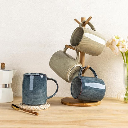 GBHOME Large Ceramic Coffee Mugs Set of 6, 18oz Handmade Stoneware Coffee Mugs Set for Latte/Cappuccino/Hot Cocoa, Dishwasher & Microwave Safe, Multi-Color