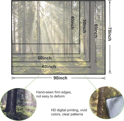 Onivein Forest Tapestry Nature Sunlight Streaming Through Green Trees Wall Hanging for Bedroom Living Room Office Decor 80 x 60 Inches