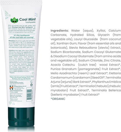Himalaya Botanique Kids Toothpaste, Cool Mint, Fluoride-Free, Gentle, No Artificial Colors, SLS Free, Gluten Free, Cruelty Free, Vegan, Foaming, 4 Oz, 1 Pack…