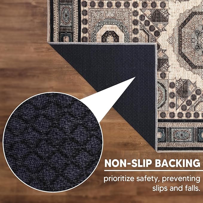 Keen Home Design 2x3 Rug - Machine Washable Entry Rug with Non-Slip Backing, Ideal for Enteryway, Kitchen, Bathroom, Laundry Room - Vintage, Easy Clean, Durable, Low Pile Rug - (2' x 3')