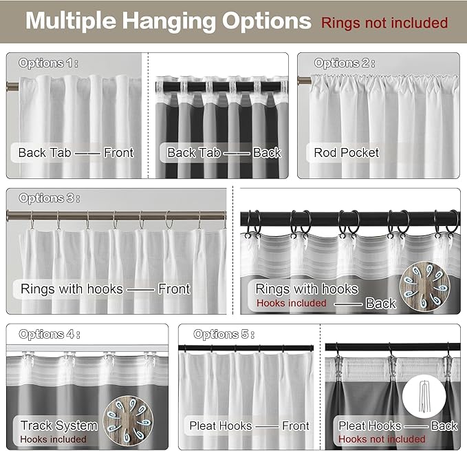 RAIN CITY Snow White Blackout Curtains Back Tab Rod Pocket Pleated Track Curtains Short Kids Bedroom Classic Curtain Drapes 2 Panels Set 63 Inches Long 50x63