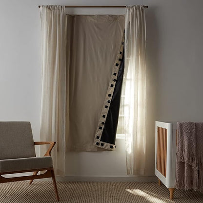 Amazon Basics Portable Blackout Curtain Shade with Suction Cups, 50"W x 78"L, 1-Pack, Beige
