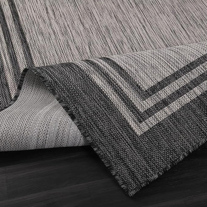 Bordered Outdoor Rug 5x7 Washable Outside Carpet for Indoor Patio Porch Waterproof Easy Cleaning Non Shedding Area Rugs Dark Gray 5 x 7