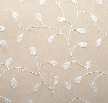 MIUCO Floral Embroidery Semi Sheer Curtains Faux Linen Grommet Window Curtains for Bedroom 52 x 63 Inch 2 Panels, Linen