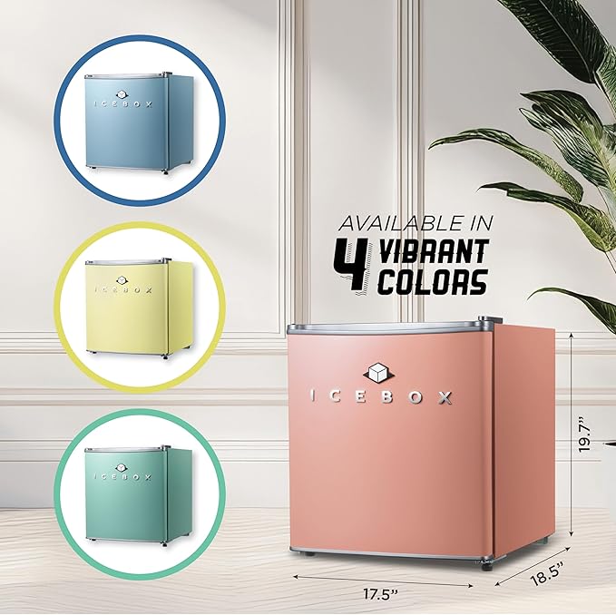 IBCR17BLS Compact, Energy Star Certified Small, Single Door Mini Fridge with Freezer Refrigerator, Standard (1.7 cu ft), Blush Red