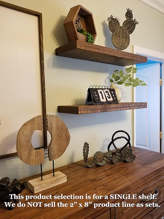joelsantiques 48 Inch Wooden Floating Shelves for Wall - 48x8x2 in - Made of Natural Wood - Heavy Duty Rustic Wall Shelves for Bedroom - Perfect for Living Room, Kitchen - Medium Brown