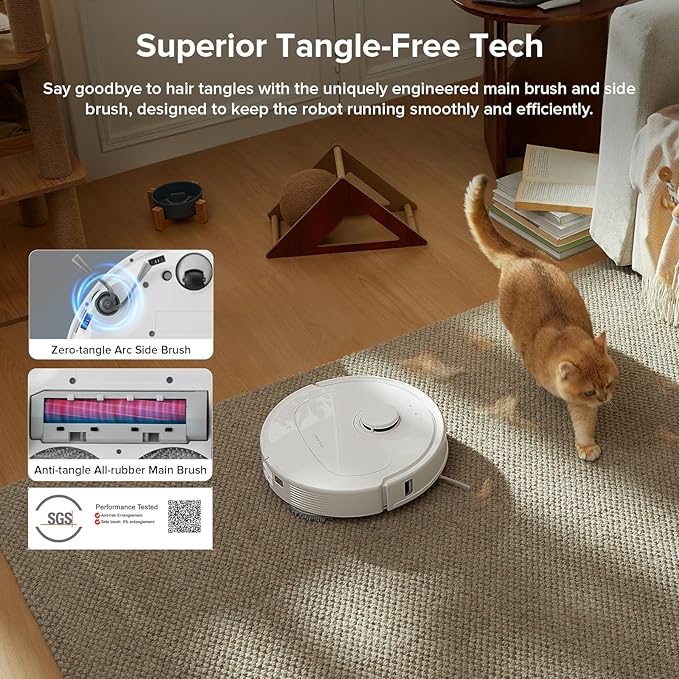 roborock Qrevo Series Robot Vacuum and Mop, 8000Pa Suction, Upgraded from Qrevo S, Anti-Tangle Brush, Smart Obstacle Avoidance, Auto Mop Washing, All-in-One Dock, 200RPM Spinning Mops, White(QV 35A)